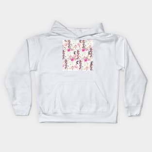 Boho Pink Wildflowers Floral Painting Kids Hoodie